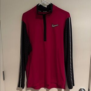 Nike Black and Red Half-Zip Long Sleeve Shirt